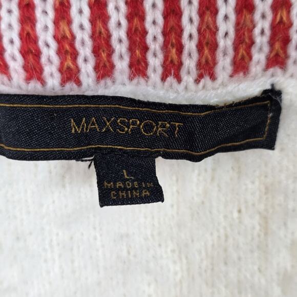 Maxsport Aztec Fringe Trim L Open Front Long Cardigan Sweater Southwestern Boho - Picture 9 of 12